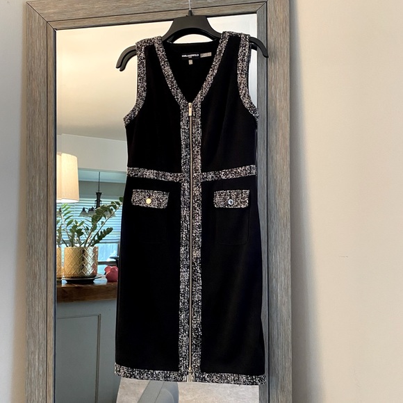 Karl Lagerfeld Dresses & Skirts - Karl Lagerfeld Paris, 6, front zip tweed shirt dress, front pockets, stunning!!